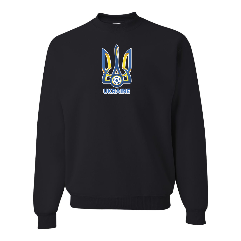 Men's Ukraine National Football Soccer Team  JERZEES NuBlend Crewneck Sweatshirt